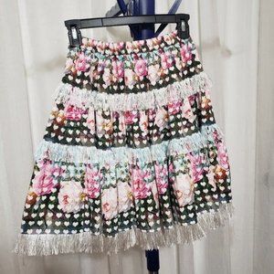 Paper Wings Girls Floral Skirt Fringes Western Girls Skirt Square Dance Skirt
